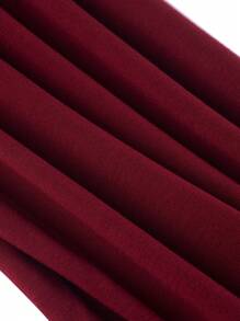 HOMEYEE 撞色滾邊二合一緊身連衣裙 - 酒紅色 - 查看 5