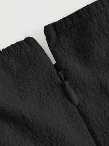 SHEIN MOD Solid Button Front Halter Dress - Black - View 4