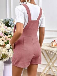 SHEIN Maternity Solid Overall Romper Without Tee - Dusty Pink - View 2