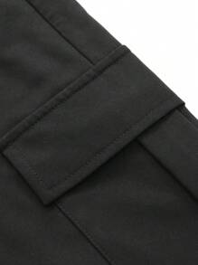 DAZY Flap Pocket Side Wide Leg Shorts - Black - View 5