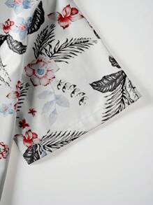 男士印花前排扣襯衫 - 白色 - 查看 4