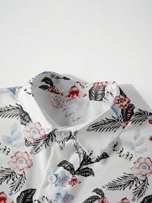 男士印花前排扣襯衫 - 白色 - 查看 5