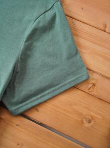 INAWLY Camiseta con corazón & con estampado de garra - Azul Cadete - Ver 3