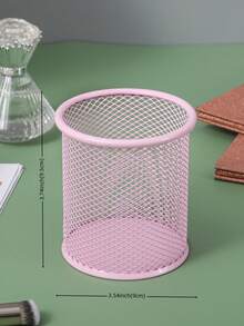 Makeup Brush Holder,2Pcs Makeup Brush Storage Box Makeup Brush Storage Bucket Simple Metal Mesh Makeup Brush Storage Pen Holder - Pink - View 4
