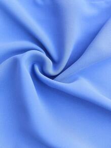 BizChic Chất rắn Miếng đệm vai Nút phía trước Nếp gấp Phần Ngực Đầm Trang phục làm việc - Màu xanh lam - Xem 5