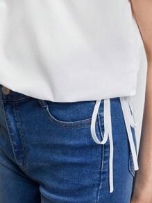 BizChic Camisa algodón unicolor con botón delantero ropa de trabajo - Blanco - Ver 4
