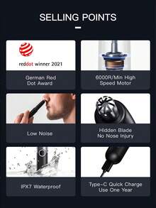 鼻毛修剪器,電動鼻毛修剪器,男性修容機器適用於日常使用或旅行,可修剪眉毛、頸線、鼻毛和耳毛,精細修剪 - 黑色 - 查看 5