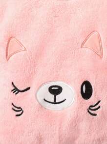 Baby Girl Cartoon Embroidery Teddy Sweatshirt & Pants - Baby Pink - View 4