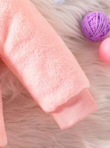Baby Girl Cartoon Embroidery Teddy Sweatshirt & Pants - Baby Pink - View 5