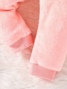 Baby Girl Cartoon Embroidery Teddy Sweatshirt & Pants - Baby Pink - View 7