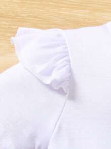 Baby Girl Polka Dot & Figure Graphic Ruffle Trim Bow Front Dress - Blue and White - View 5