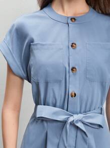 BizChic Vestido con cinturón con botón delantero