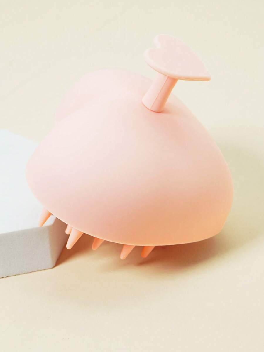 心形矽膠洗發按摩刷 - 藕粉色 - 查看 1