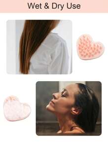心形矽膠洗發按摩刷 - 藕粉色 - 查看 3