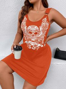 Flirla Đầm Plus Size Nhẫn Lá thư Lễ Các Thánh Giải trí - trái cam - Xem 4
