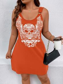 Flirla Đầm Plus Size Nhẫn Lá thư Lễ Các Thánh Giải trí - trái cam - Xem 5