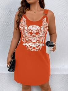 Flirla Đầm Plus Size Nhẫn Lá thư Lễ Các Thánh Giải trí - trái cam - Xem 6