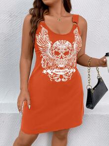 Flirla Đầm Plus Size Nhẫn Lá thư Lễ Các Thánh Giải trí - trái cam - Xem 8