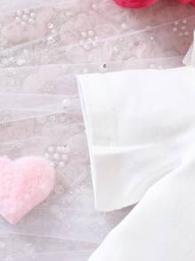 嬰兒荷葉邊T恤和心形和卡通圖案背帶裙 - 彩色 - 查看 7