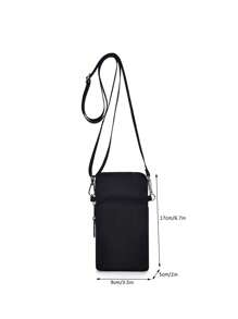 Minimalist Phone Wallet Solid Colour With Adjustable Strap - Black - View 4