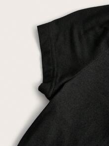 SHEIN EZwear Cut Out Back Crop Tee - Black - View 4