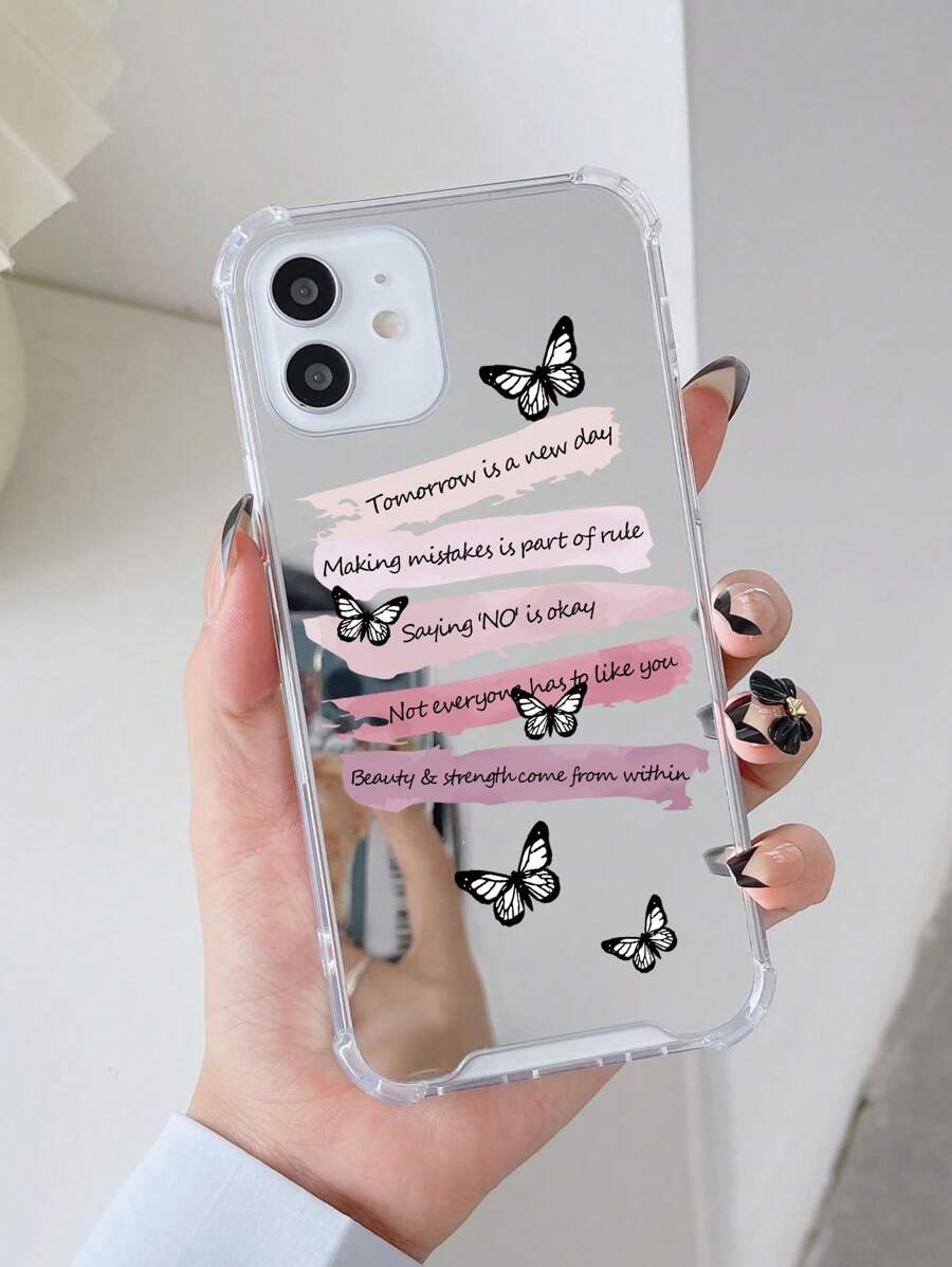 Butterfly Pattern Mirror Phone Case - Multicolor - View 1