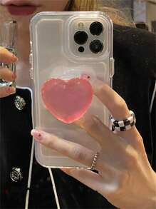 Clear Phone Case With Heart Design Stand-Out Phone Grip - Clear - View 1