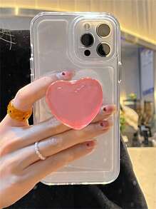 Clear Phone Case With Heart Design Stand-Out Phone Grip - Clear - View 2