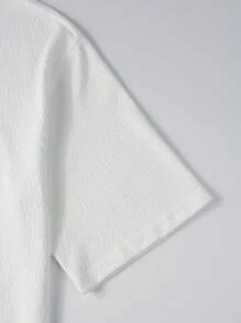 Manfinity Homme Men T-Shirts Baggy Crew Neck Drop Shoulder Short Sleeve Graphic Tee Letter Graphic Street Goth Summer Polyester - White - View 4