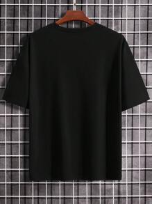 Manfinity Hypemode Men's Oversized Asymmetrical Hem Solid T-Shirt - Black - View 2