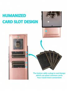 1pc Magnetic Flip Stand Credit Card Slot Wallet Phone Case Protective Cover - Rose Gold - View 7