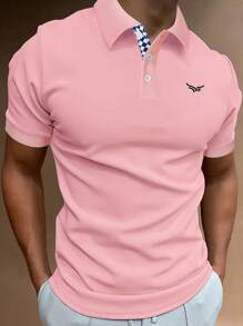 Manfinity Homme 男士圖案印花POLO衫 - 淺粉色 - 查看 1