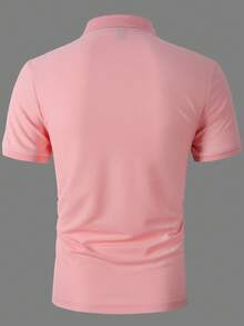 Manfinity Homme 男士圖案印花POLO衫 - 淺粉色 - 查看 2