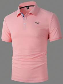 Manfinity Homme 男士圖案印花POLO衫 - 淺粉色 - 查看 4