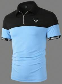 Manfinity Mode Men Two Tone Letter Graphic Polo Shirt - Blue - View 2