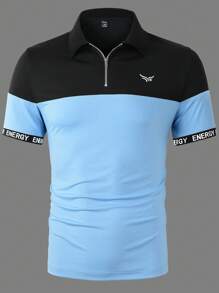 Manfinity Mode Men Two Tone Letter Graphic Polo Shirt - Blue - View 7