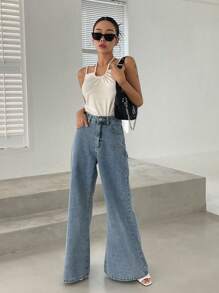 DAZY Áo khoác và áo lót dành cho xe tăng nữ Buộc lại màu trơn Giải trí - Màu be - Xem 8
