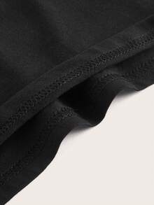 SHEIN ICON Áo thun Plus size Bất đối xứng Cắt ra màu trơn Giải trí - màu đen - Xem 5