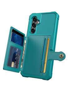 錢包設計可折疊手機殼帶插卡槽 - 綠色 - 查看 1