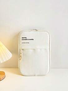 Túi máy tính xách tay đồ họa chữ cái - Màu be - Xem 1