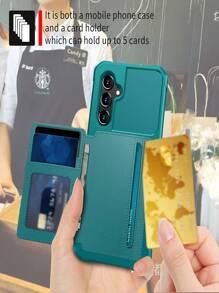 錢包設計可折疊手機殼帶插卡槽 - 綠色 - 查看 3