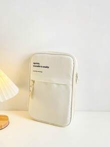 Túi máy tính xách tay đồ họa chữ cái - Màu be - Xem 4