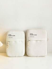 Túi máy tính xách tay đồ họa chữ cái - Màu be - Xem 6