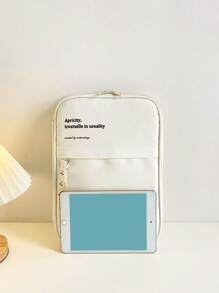 Túi máy tính xách tay đồ họa chữ cái - Màu be - Xem 7