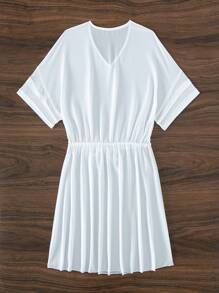 Áo che Nữ Dây kéo Thắt nơ trước màu trơn - trắng - Xem 4