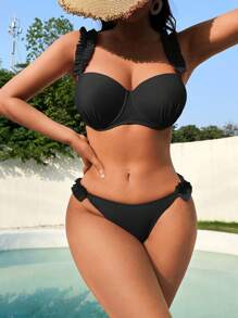 Swim DD+ Bañador bikini push up fruncido - Negro - Ver 1