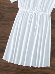 Áo che Nữ Dây kéo Thắt nơ trước màu trơn - trắng - Xem 6