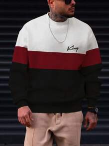 Manfinity Homme Men Letter Graphic Colourblock Sweatshirt - Multicolor - View 1