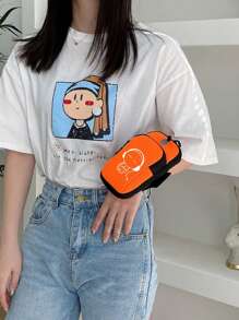 1pc Cartoon Graphic Running Bag - Orange - View 1