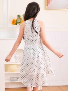 Đầm Gái Cao thấp Chấm bi Giải trí - trắng - Xem 2